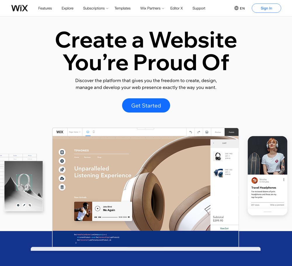 Wix โปรแกรมออกแบบเว็บไซต์